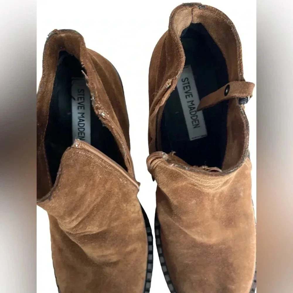 Steve Madden Moby Women's Boots Cognac Brown Suede Size 9 M